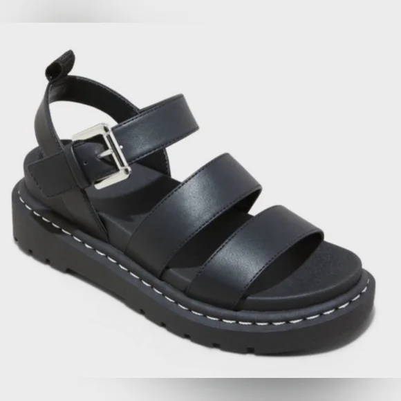 Target Black Thalia Sandals Size 9 Wide - Picture 1 of 5